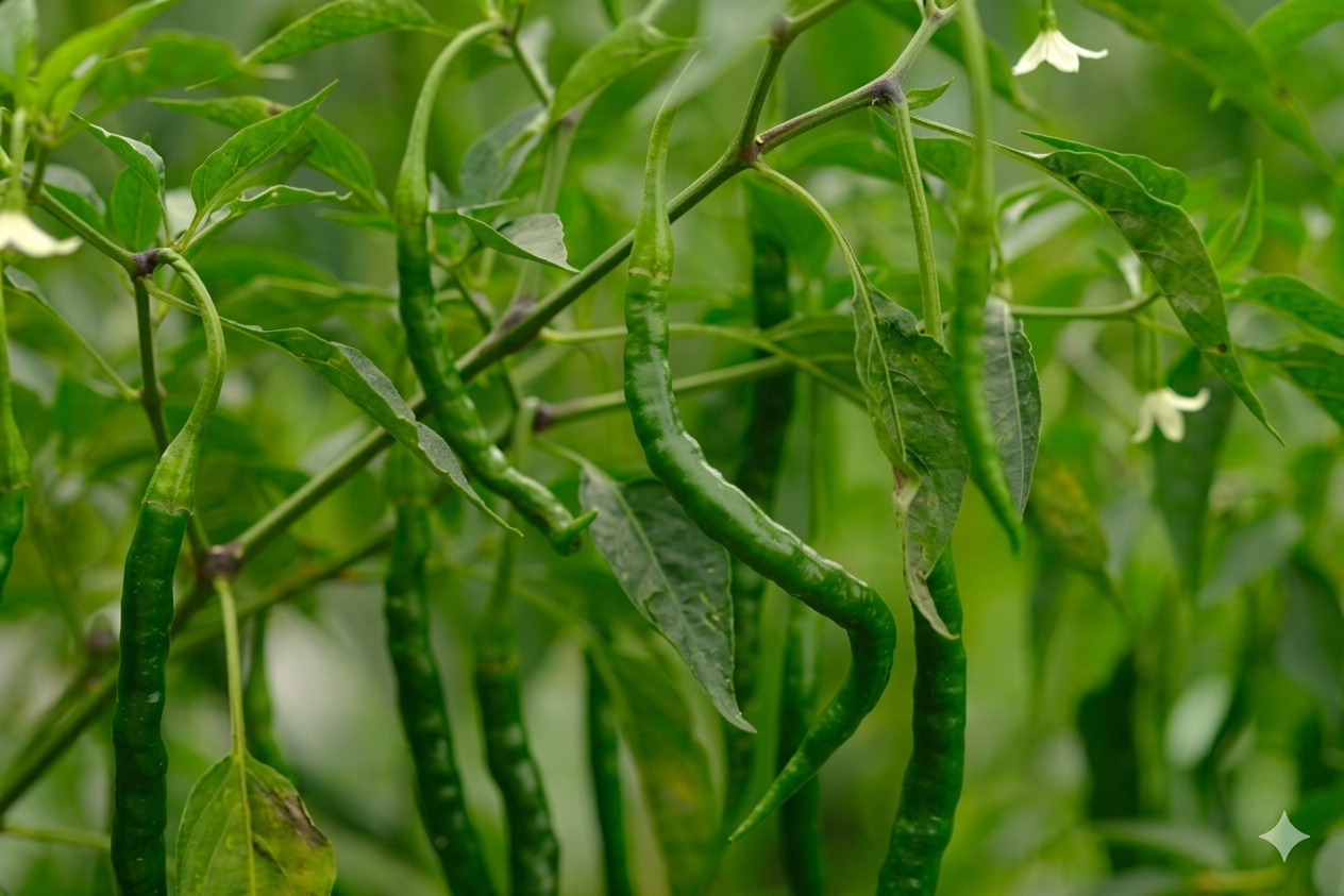 Fresh Green Chilli Harvest Farm Guntur India