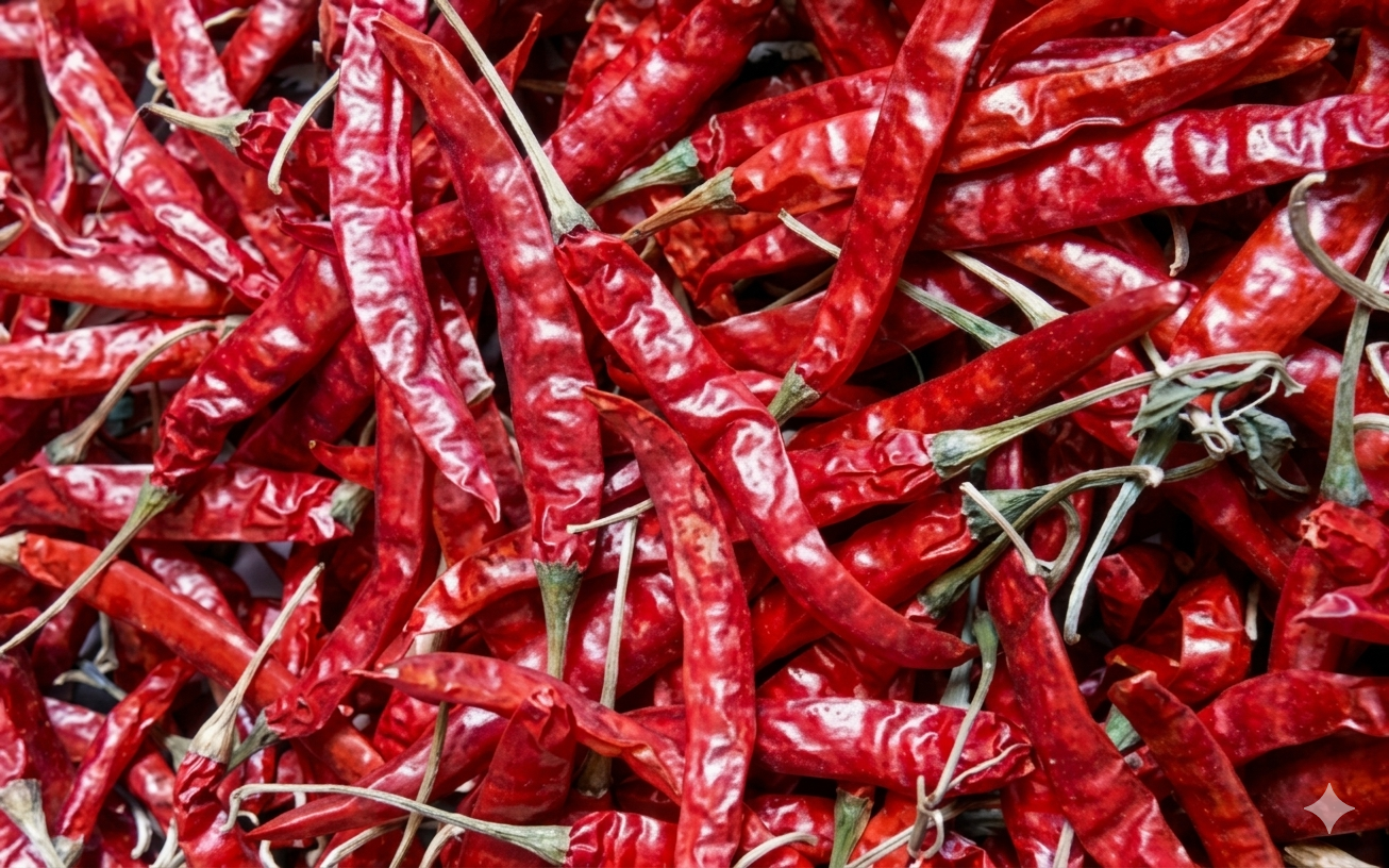 Sannam Red Chillies S4 S334 — Medium Heat Dried Chilli from Guntur